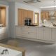 Cambridge complete kitchen fair price door in solid oak and matt mussel colour traditional wooden shaker doors