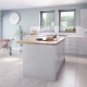 dove-grey-lumi-gloss rounded corner modern full kitchen installation catalogue example from fair price kitchens, heckondwike, west yorkshire